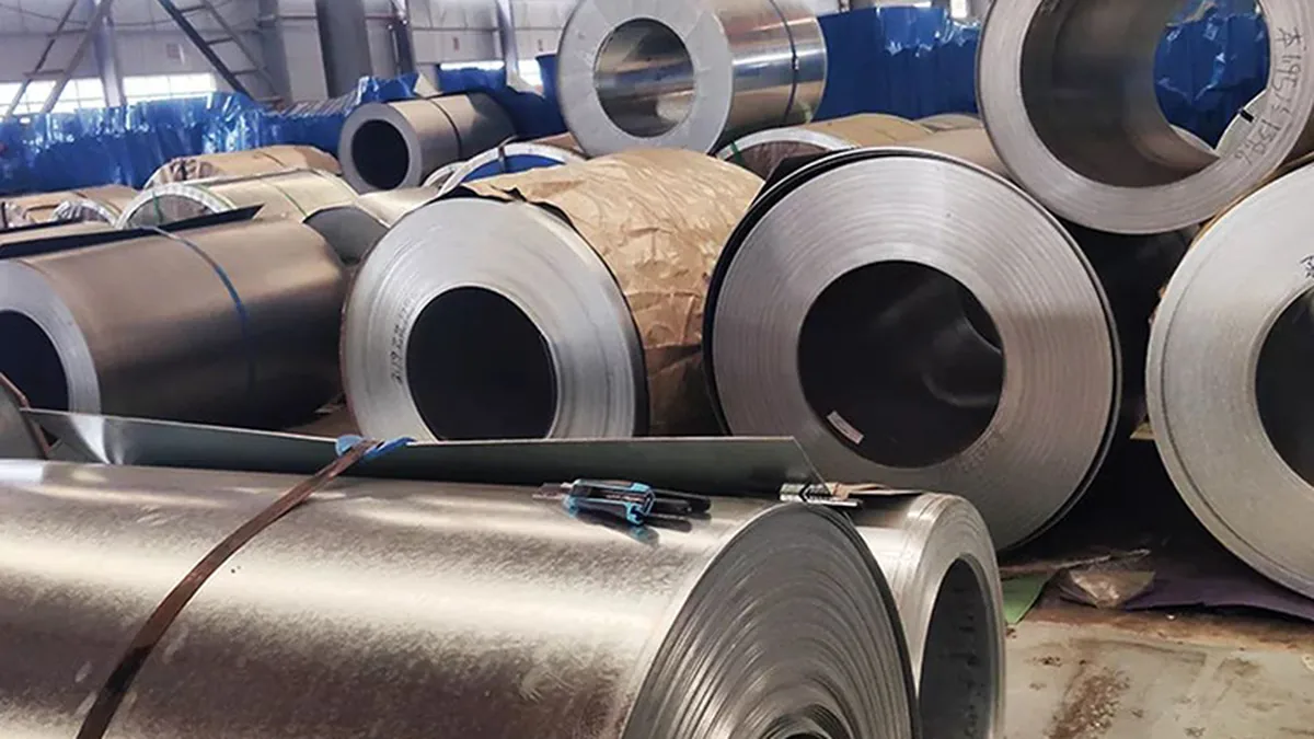 Coil stock awaiting protected export packing and loading