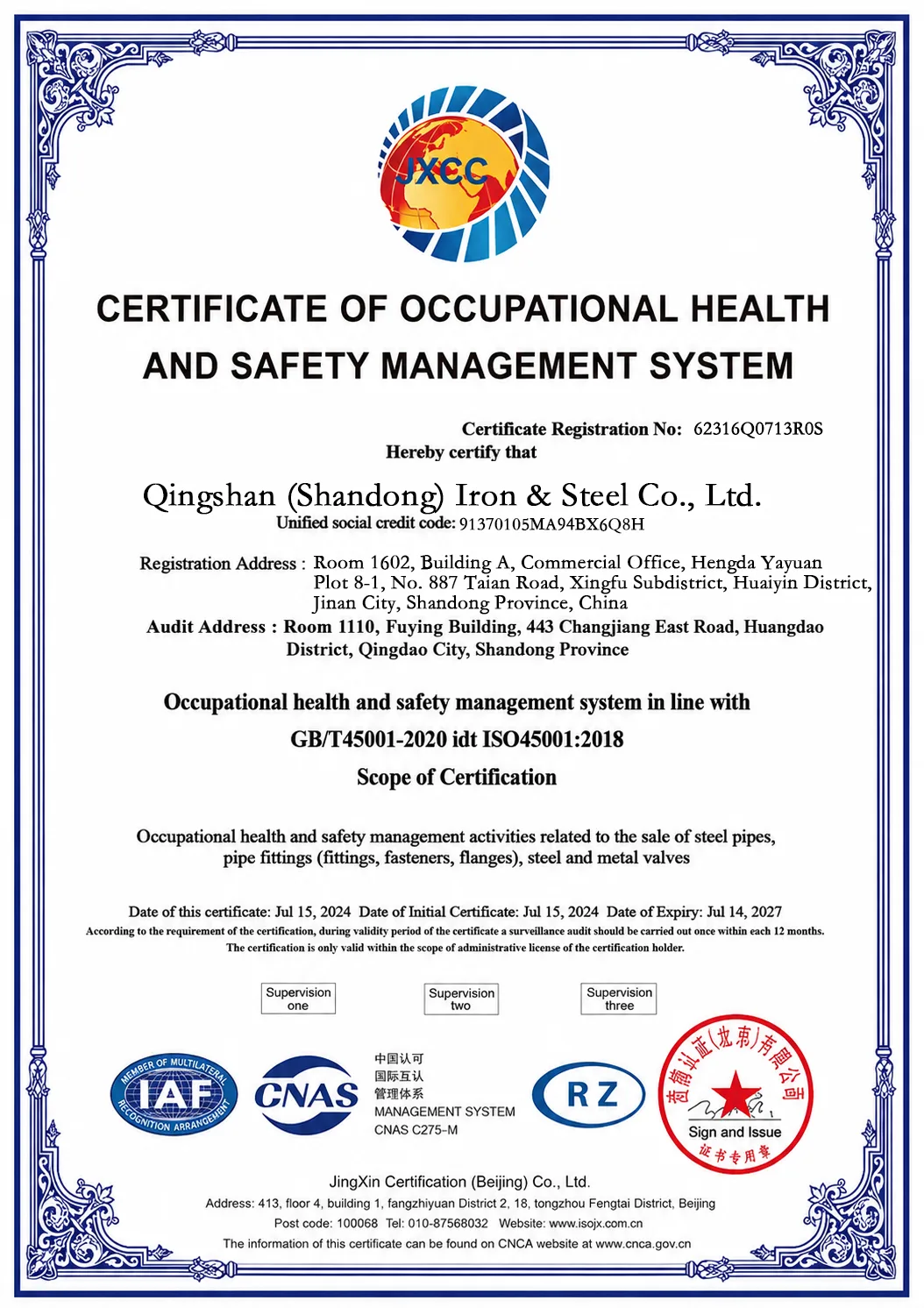 ISO 45001:2018 Occupational Health & Safety